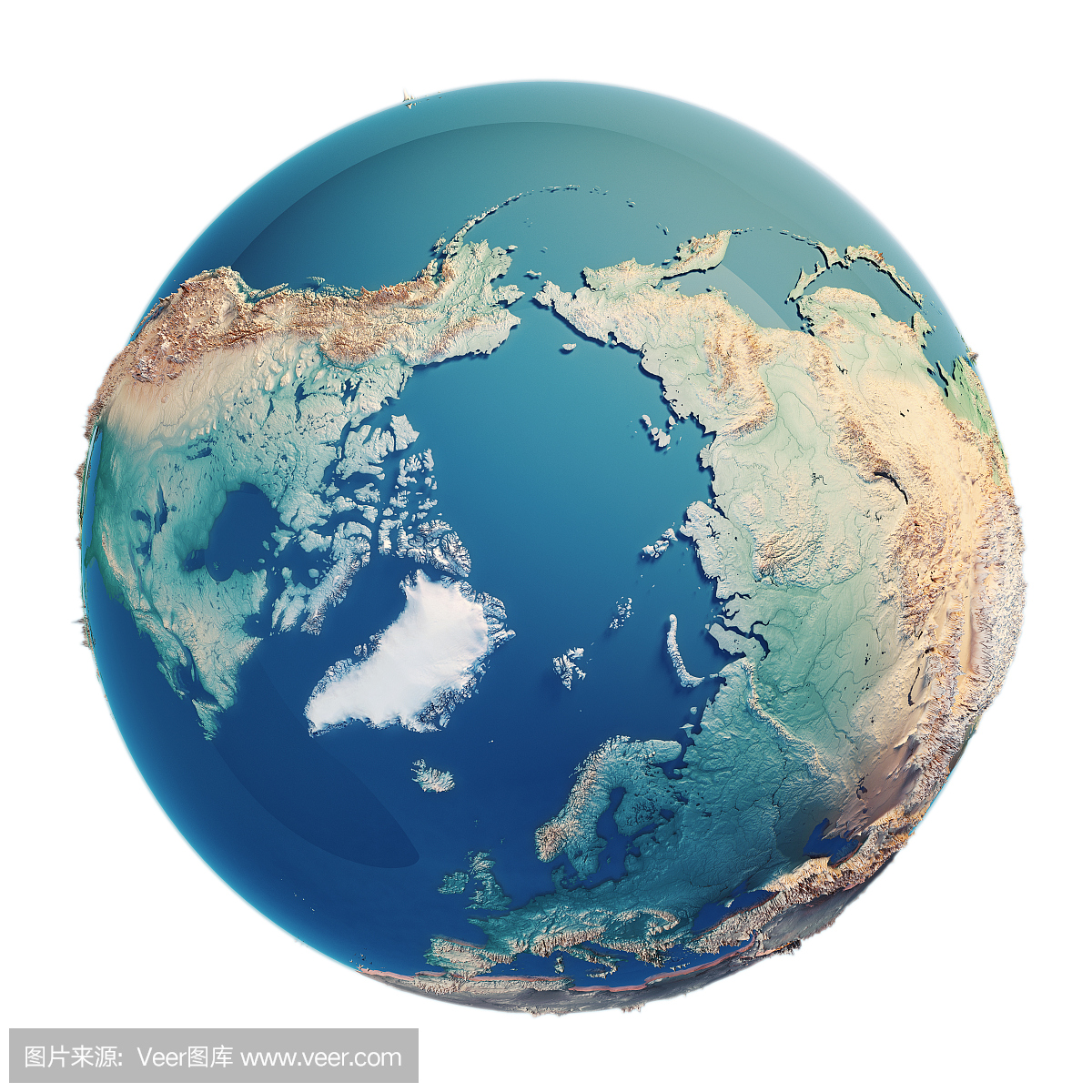 北极3D渲染行星地球