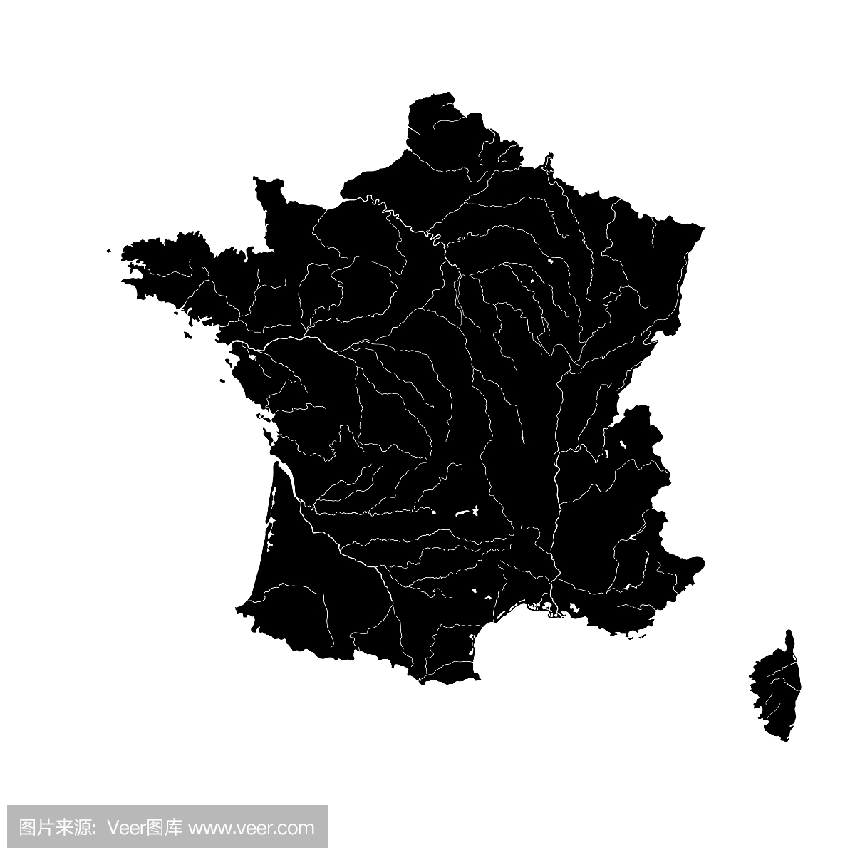 法国与河流的地图