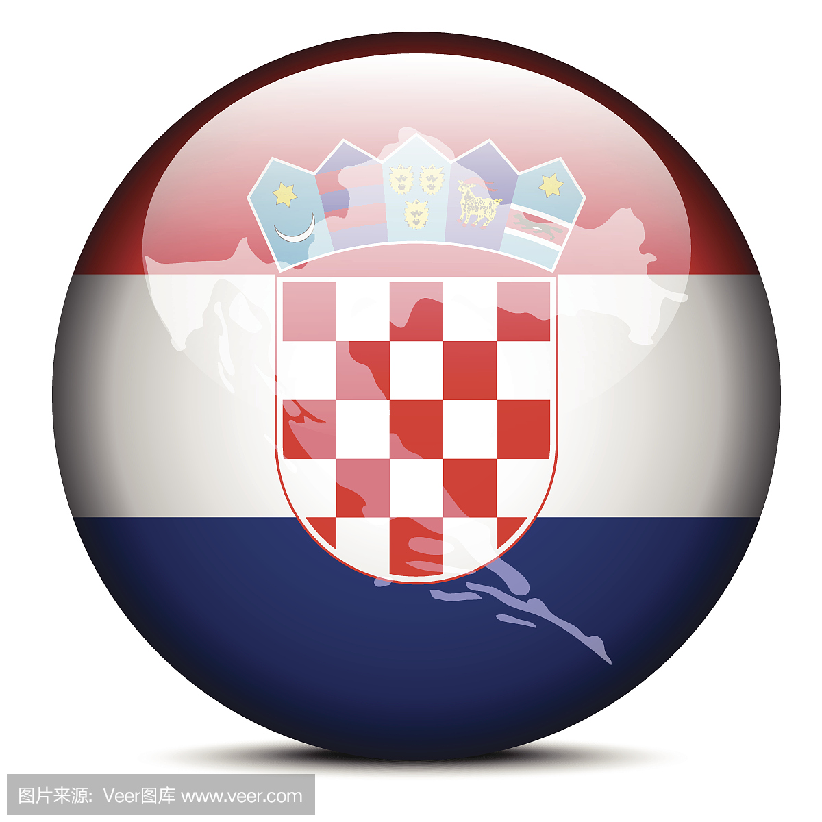 克罗地亚共和国国旗的地图