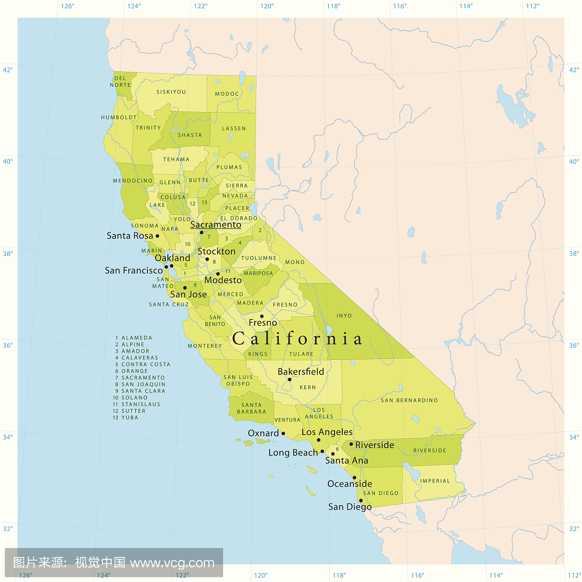 加州矢量地图