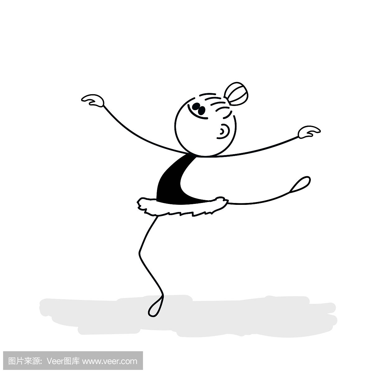 跳芭蕾舞的女孩简笔画_哔哩哔哩_bilibili