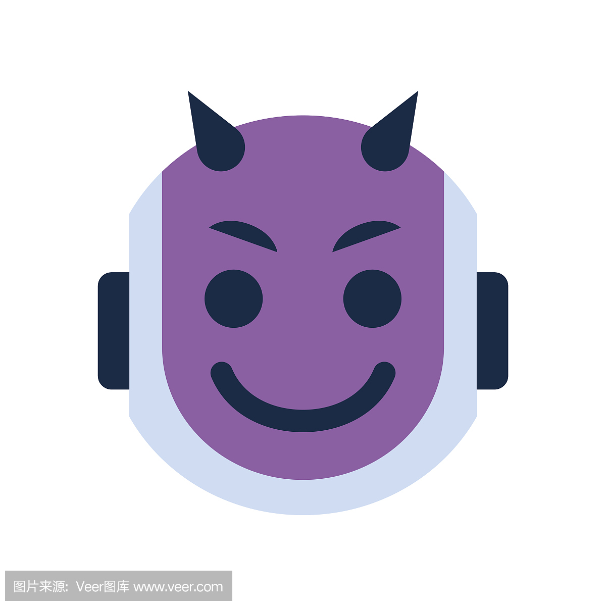 机器人脸图标微笑魔鬼脸情感机器人表情符号