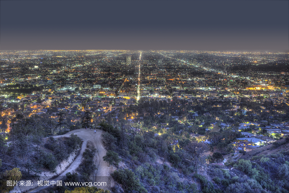 夜晚,长时间曝光,加利福尼亚,建筑
