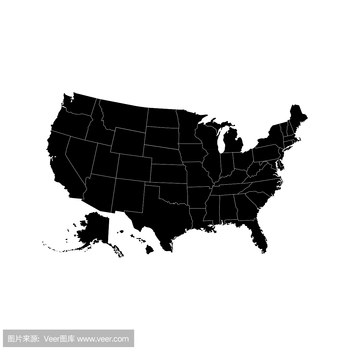 美国地图。美国的详细地图