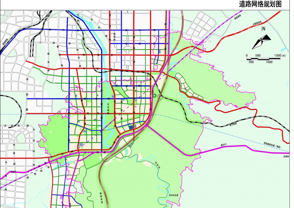 巩义市区南片路网规划预留的郑洛城轨和新31图片