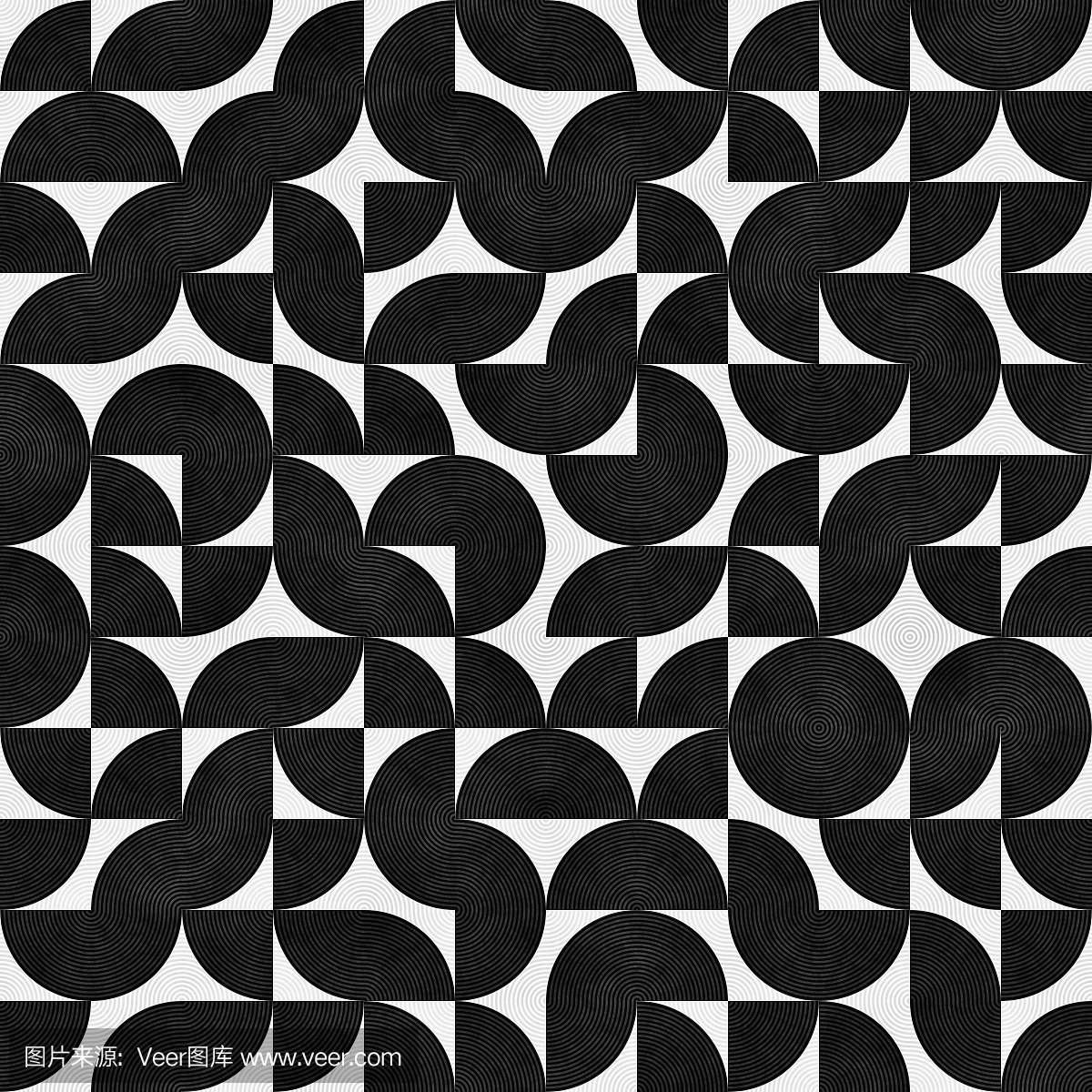 无缝模式与混沌半圆。抽象不规则复古背景。