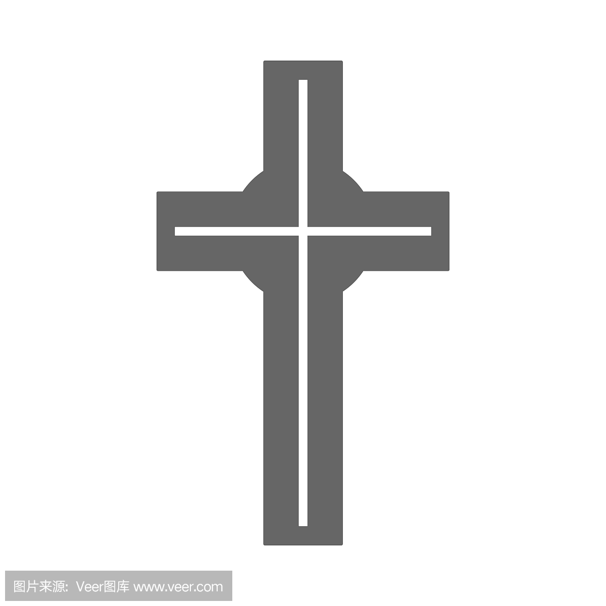 天主教十字标志。基督徒宗教符号。矢量图标