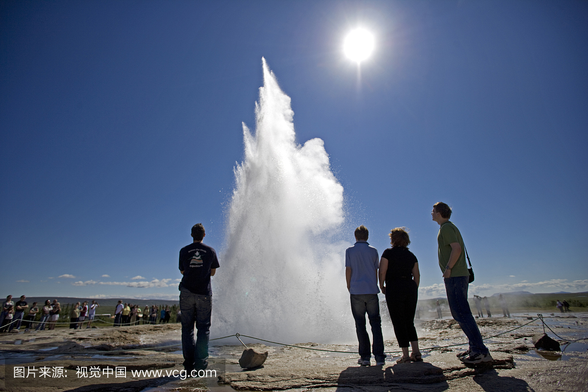 冰岛。 Geysir(有时被称为Great Geysir)在Hauk