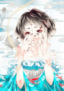 手绘动漫人物水彩画