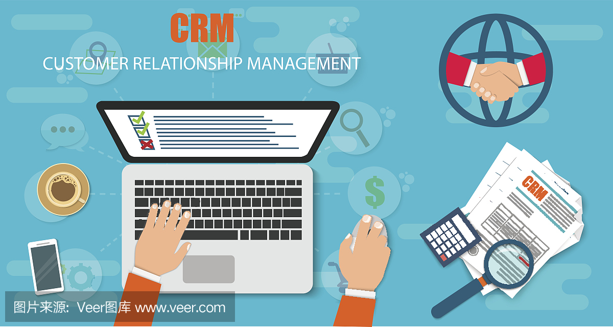 CRM:客户关系管理。会计系统,客户,支持,交易