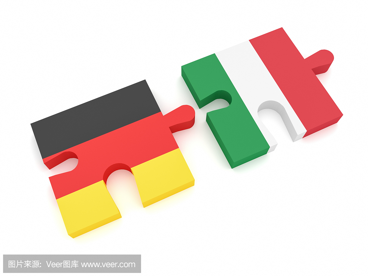 德国意大利伙伴关系:德国国旗和意大利国旗谜
