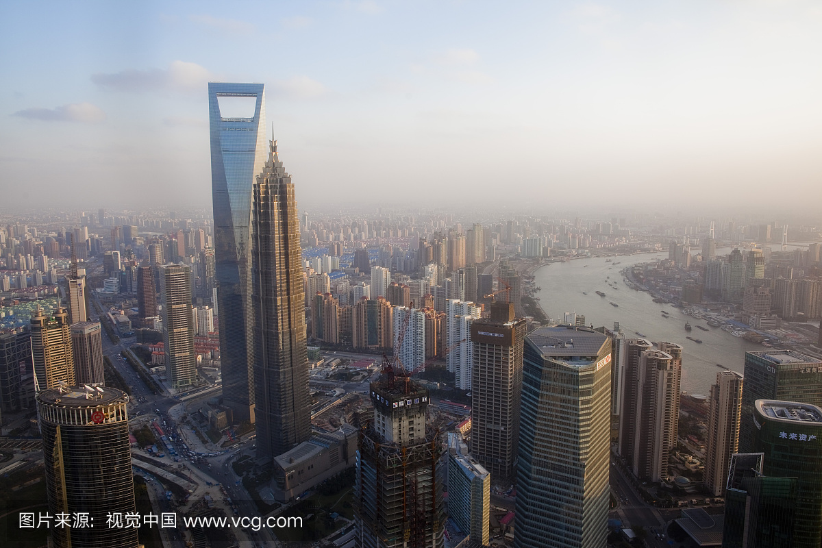 东亚,中国,上海,航拍视角