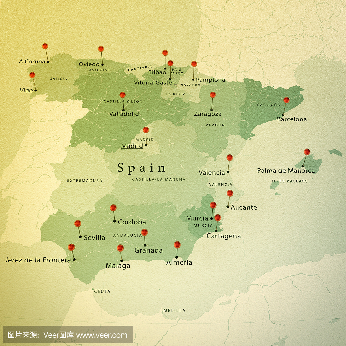 西班牙地图广场城市直销葡萄酒