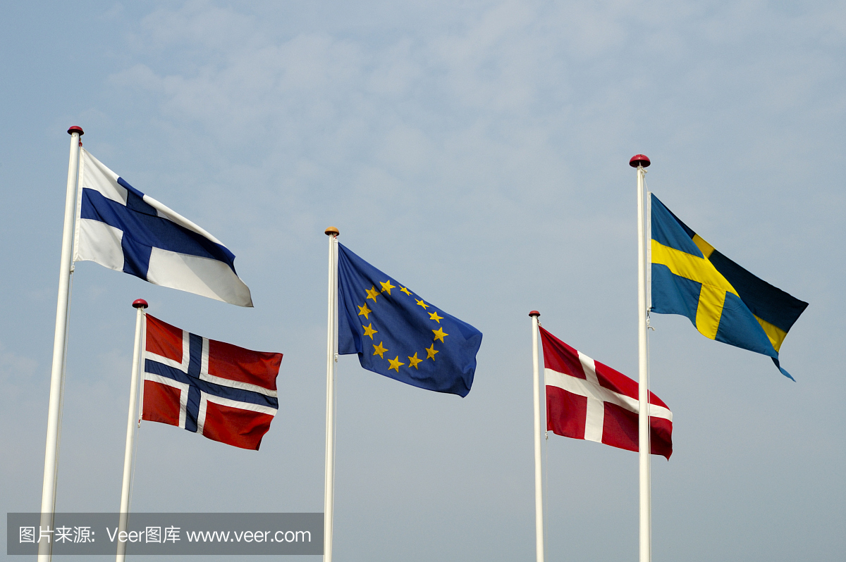 欧洲联盟和斯堪的纳维亚国家的旗帜