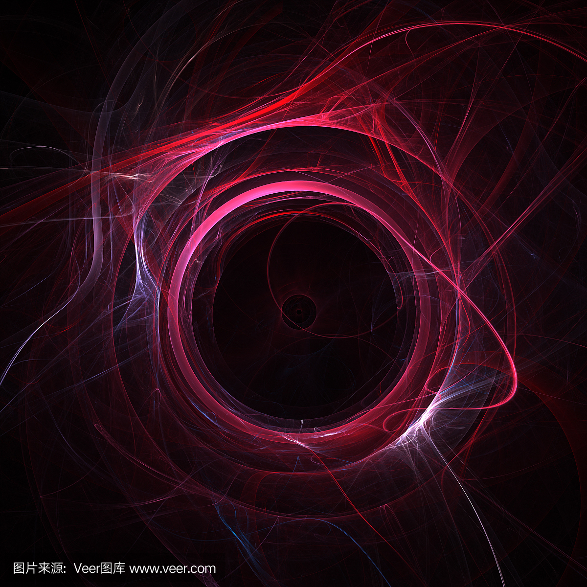 黑色背景上的红色能量涡旋圈