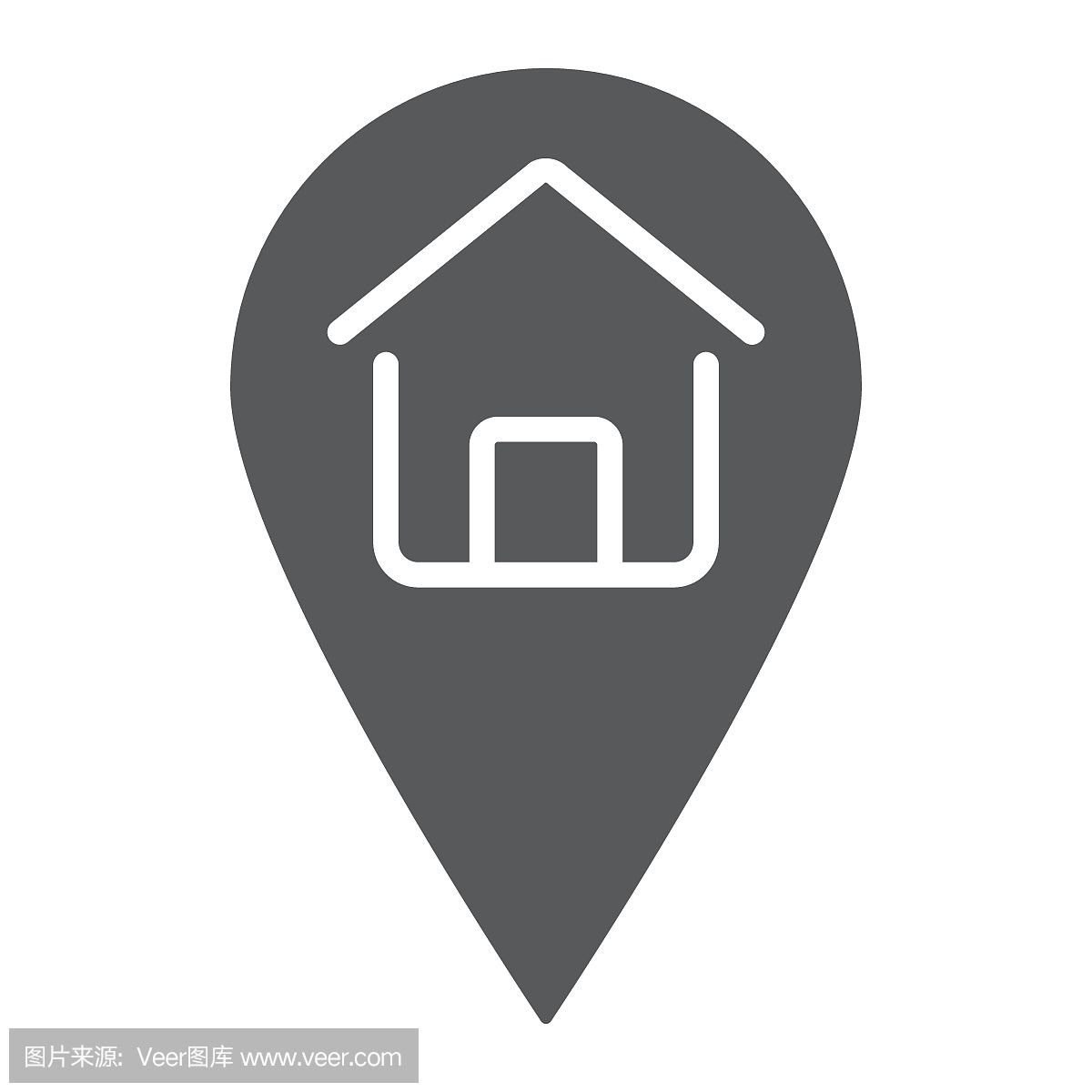 家庭位置标志符号图标,房地产和家庭,针指针标