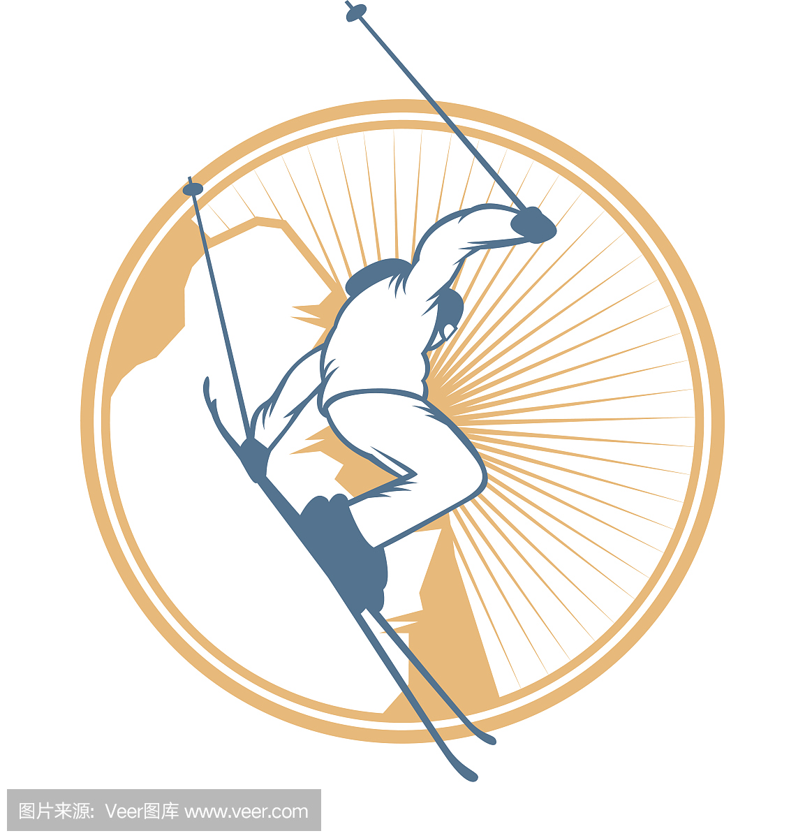 滑雪场图标徽章徽章,标签矢量元素