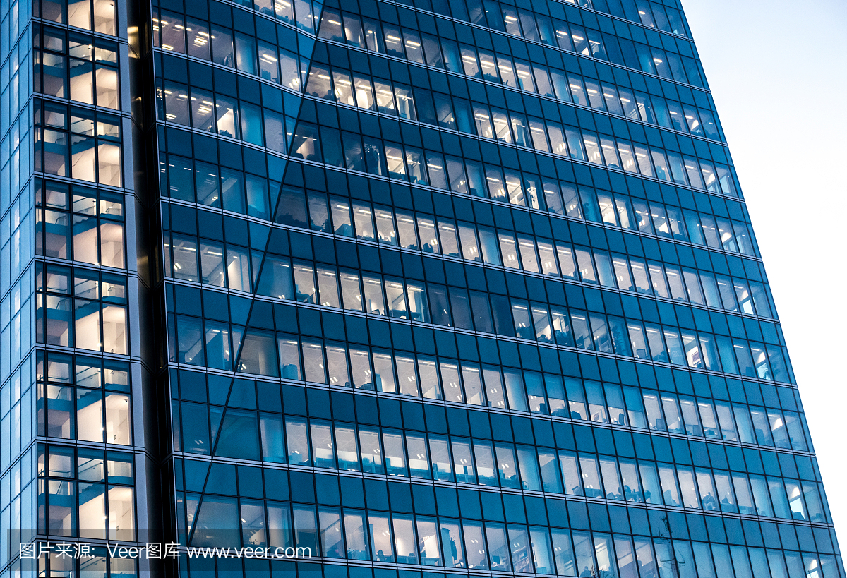 办公楼水平酒店蓝色黄昏灯西班牙马德里欧洲