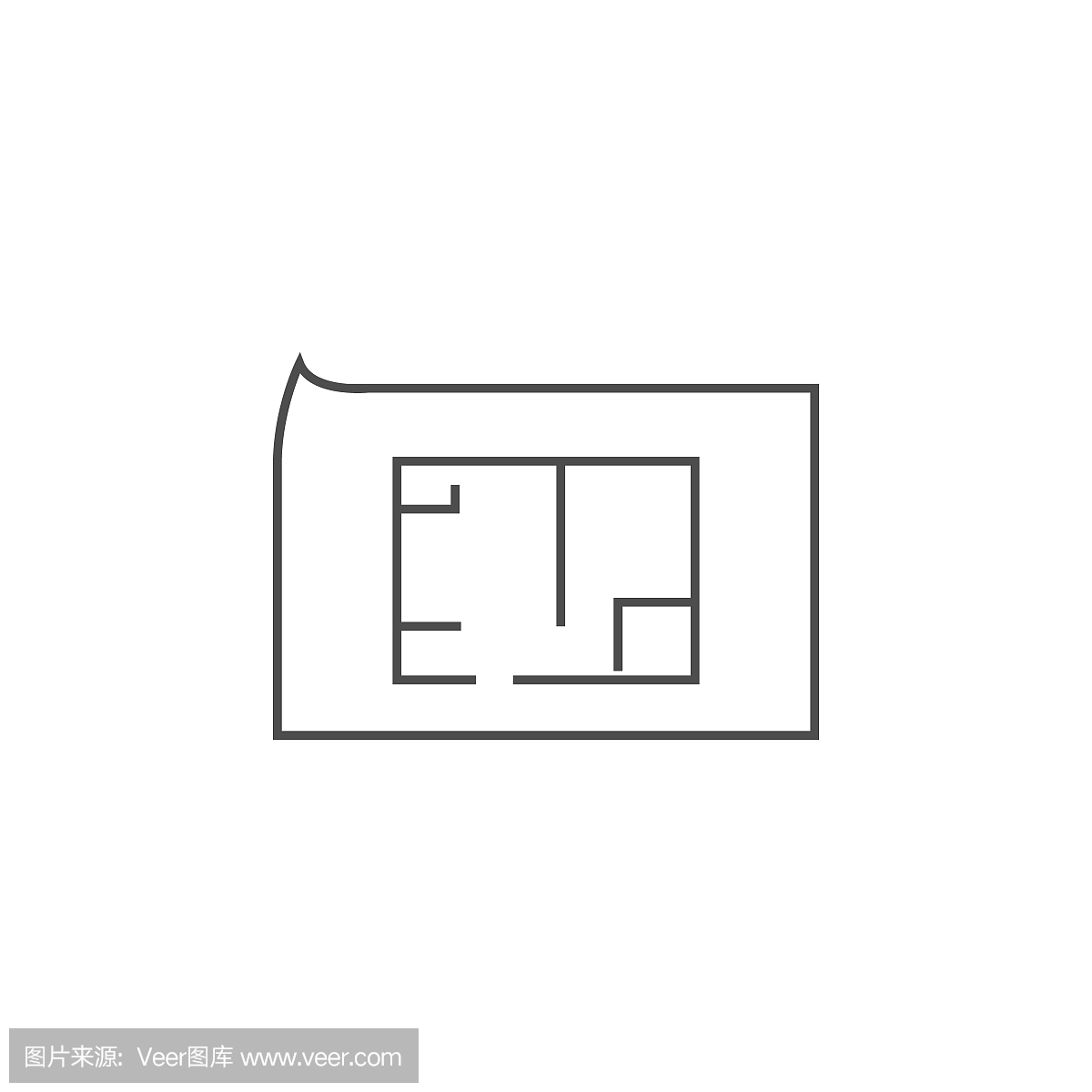 房子绘图在一张纸上的图标。移动概念和web应
