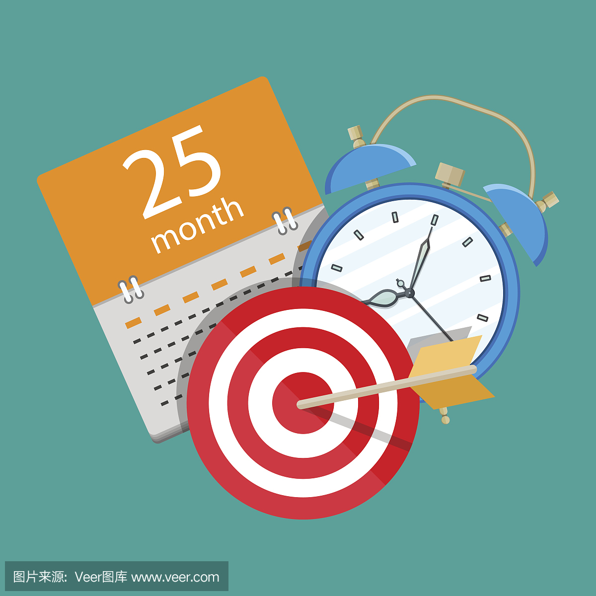 闹钟,日历,目标。时间管理