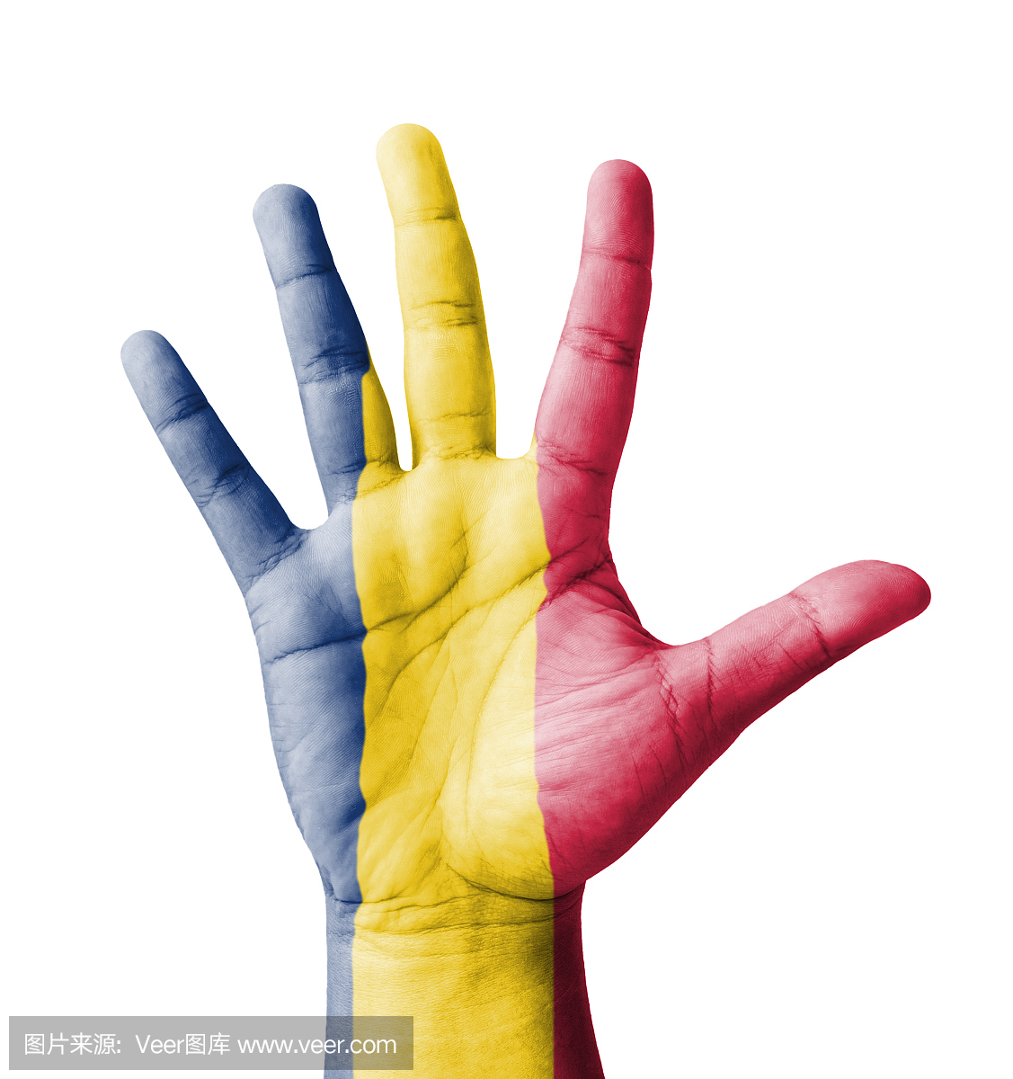 开手举起,多用途概念,乍得国旗画