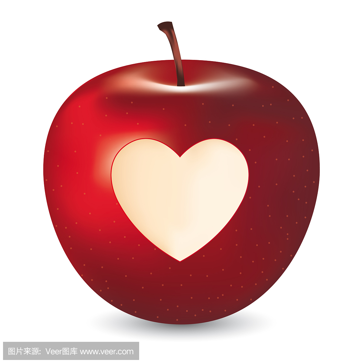 矢量红苹果与心符号