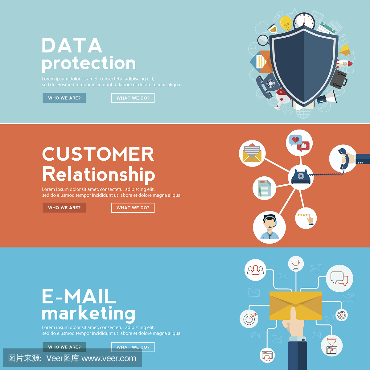 数据保护,电子邮件营销和客户关系。网络横幅