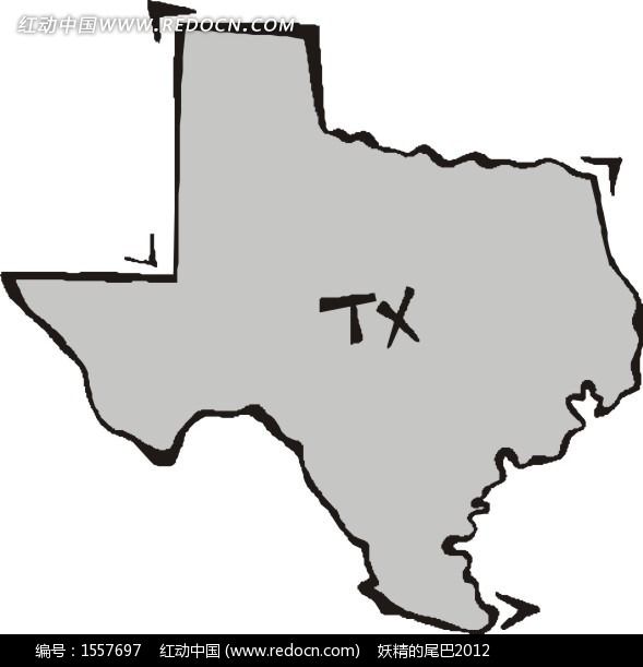 美国德克萨斯州灰色矢量地图-生活百科 矢量素图片