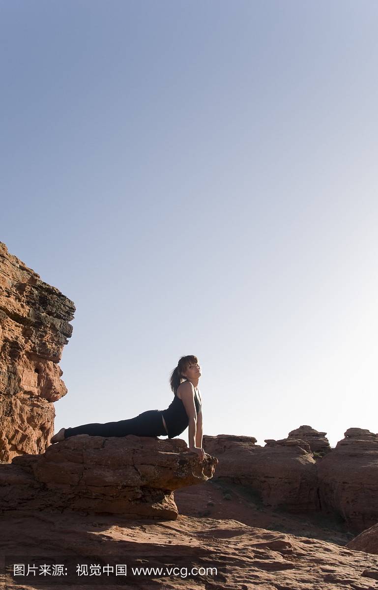 沙漠中的瑜伽 - 面向狗姿势