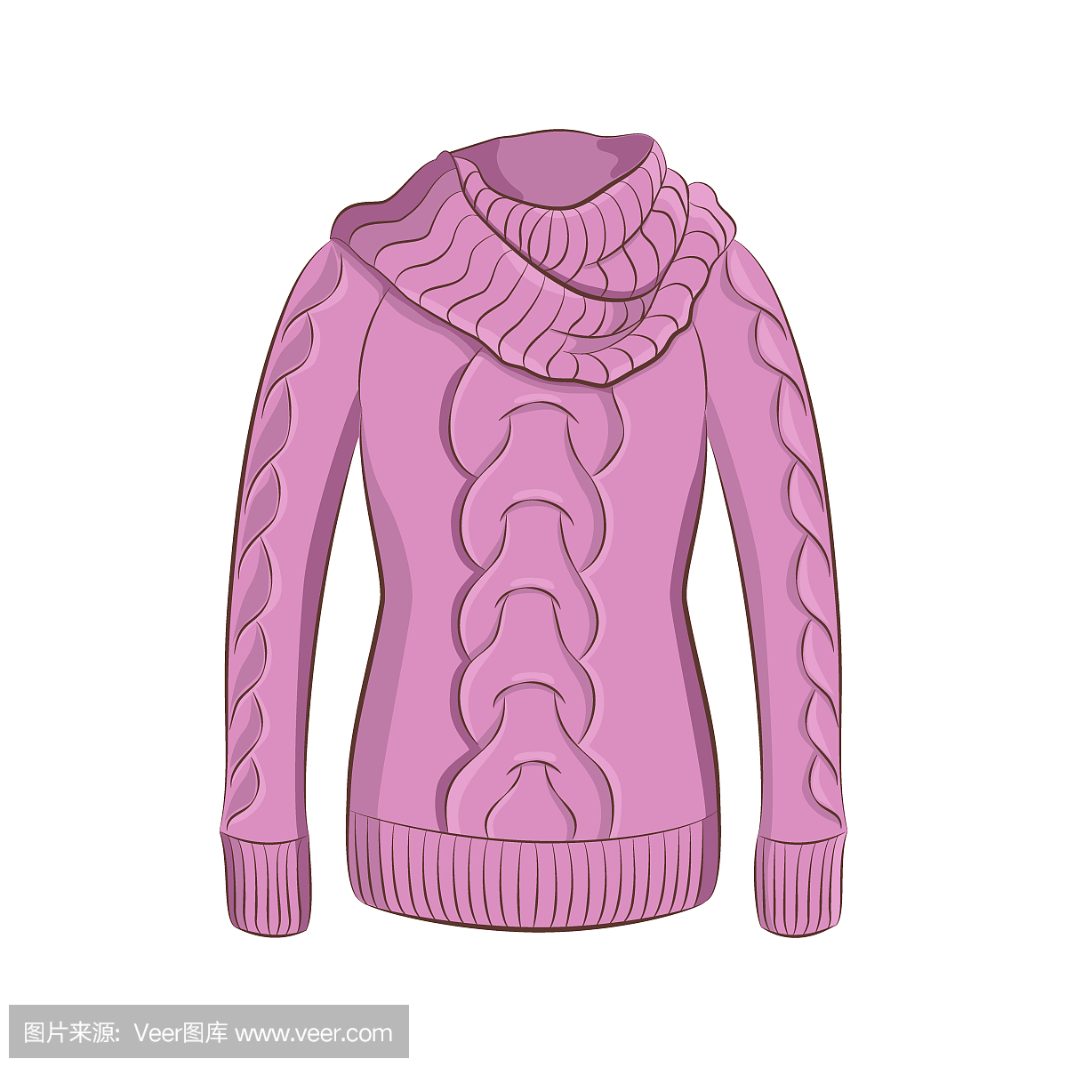 一个现实的温暖的跳线或针织毛衣与大领子。女