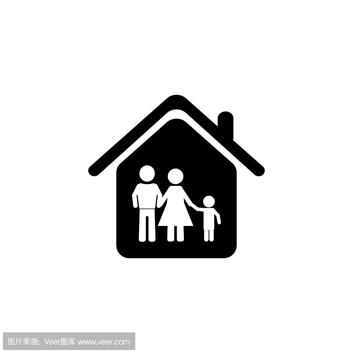 家庭在房子图标。概念和web应用程序的房地产