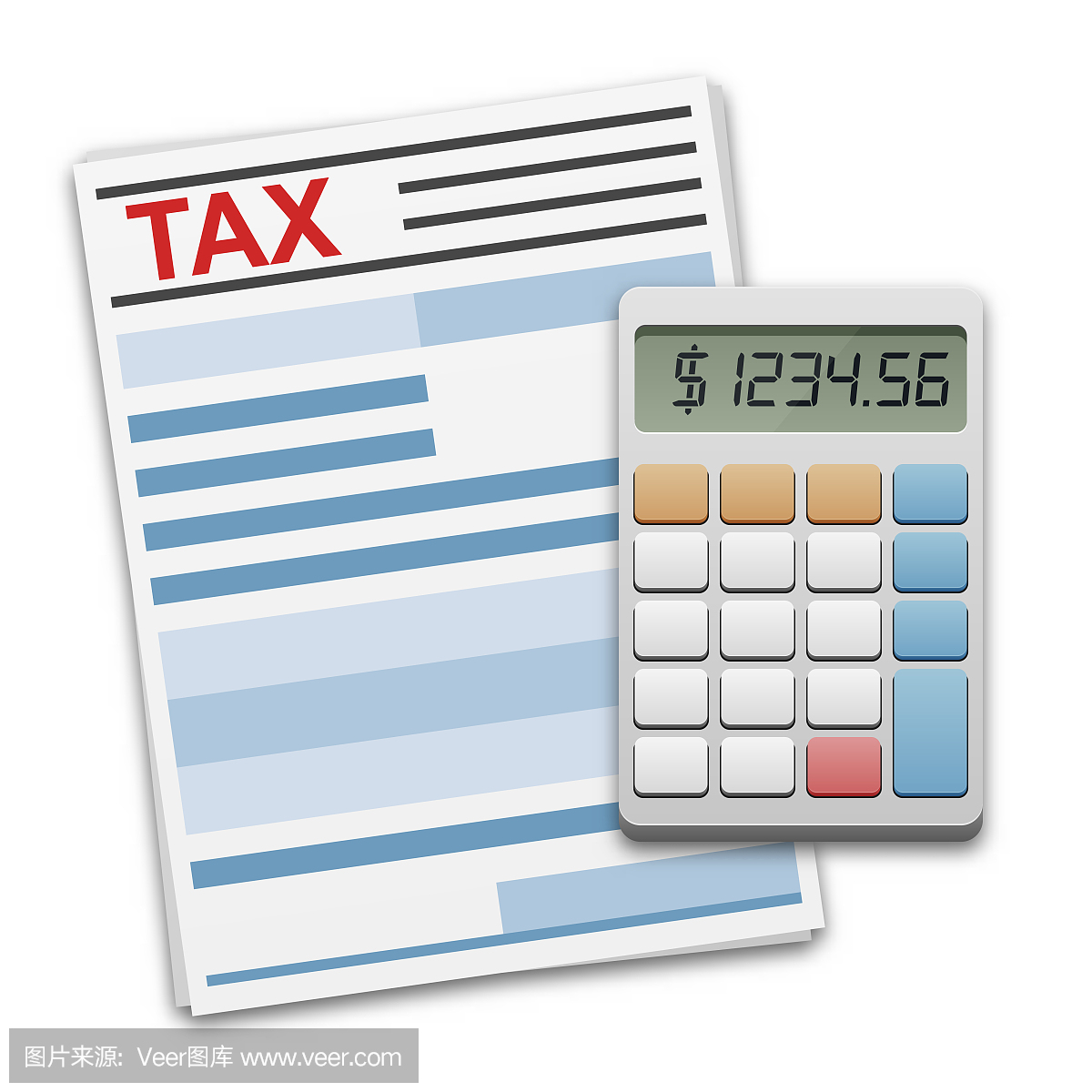 税收计算,支付或回报的概念。财务文件和计算