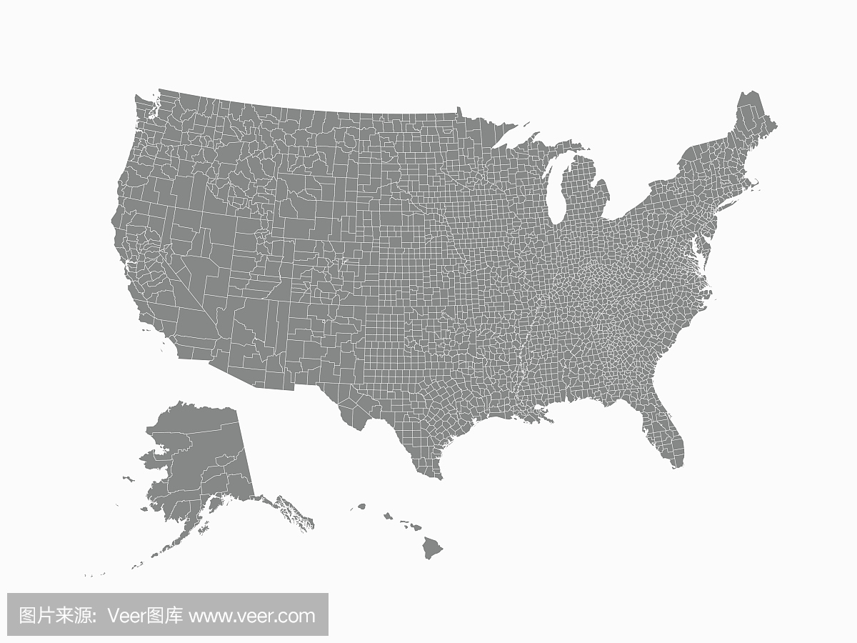 美国地图与县边界