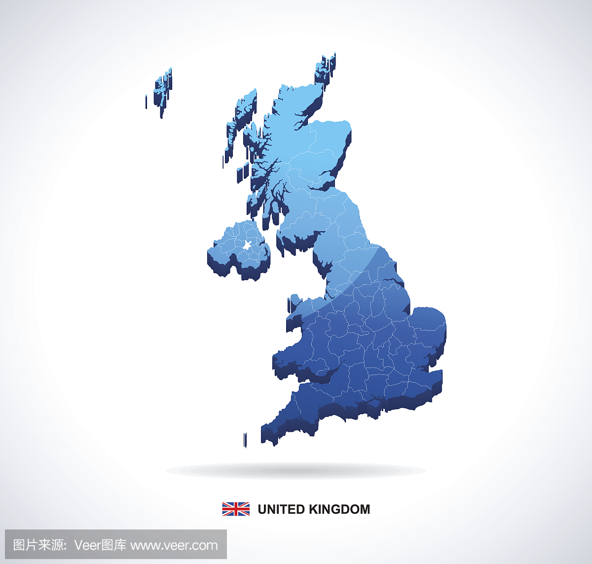 英国地图 - 三维矢量图
