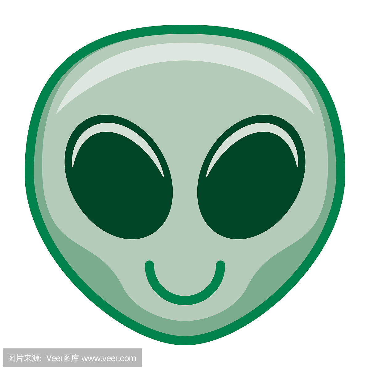 卡通外星人表情符号孤立在白色背景上