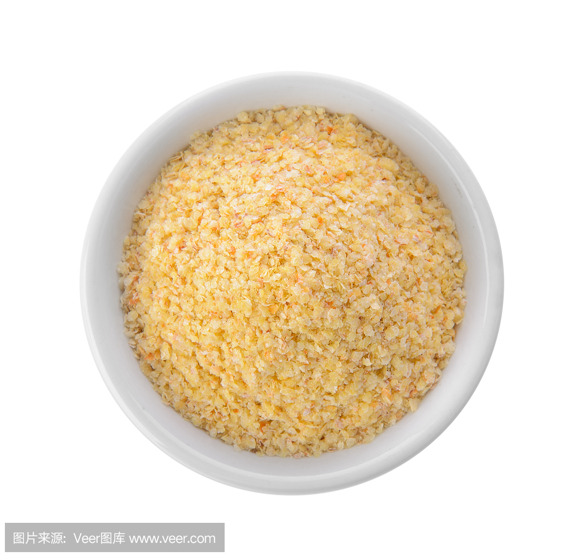 在一个碗里的小麦胚芽在白色背景上