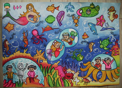 儿童画海底世界图画