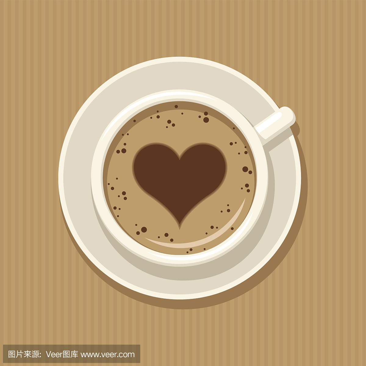 一杯咖啡与心脏的卡通形象