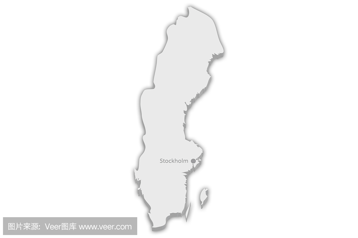 国家地图:瑞典与城市标记斯德哥尔摩