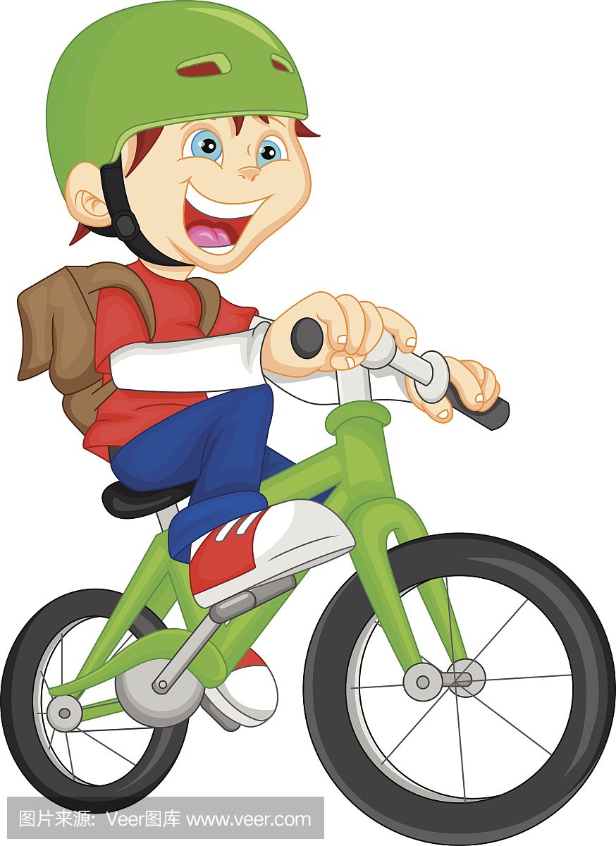 可爱的男孩骑自行车