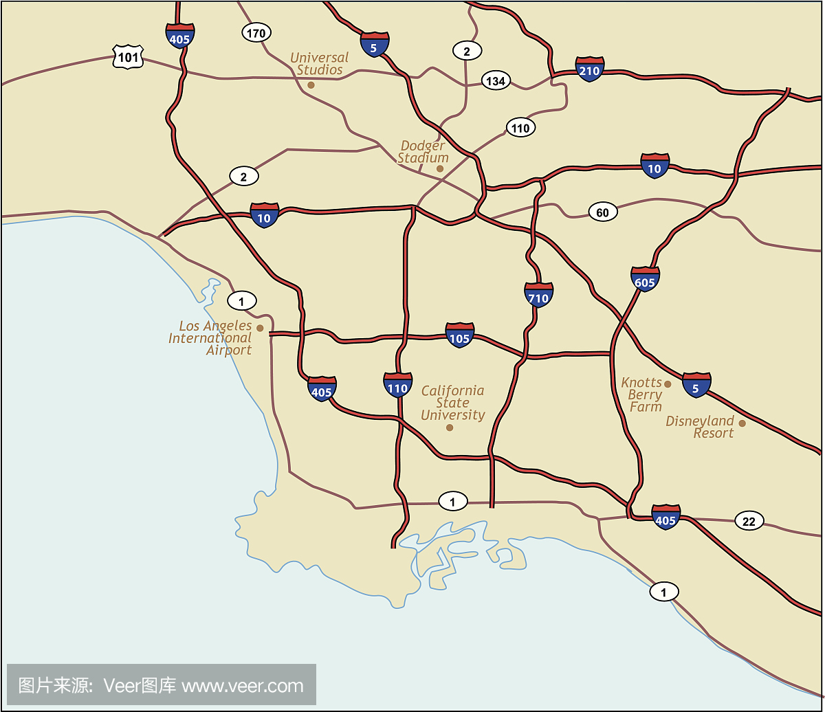 洛杉矶加州地图