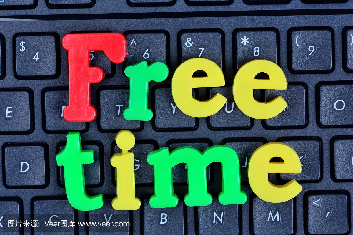 Free time words on computer keyboard