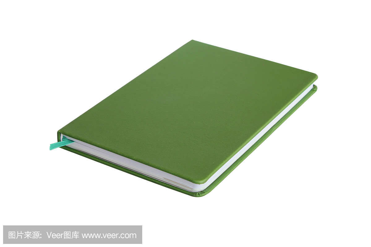 孤立在白色背景上厚厚的绿皮书