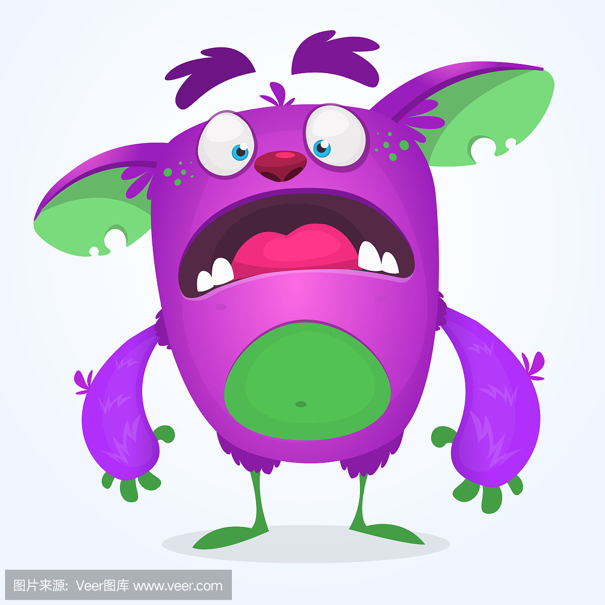 Scared funny cartoon monster. Halloween vecto