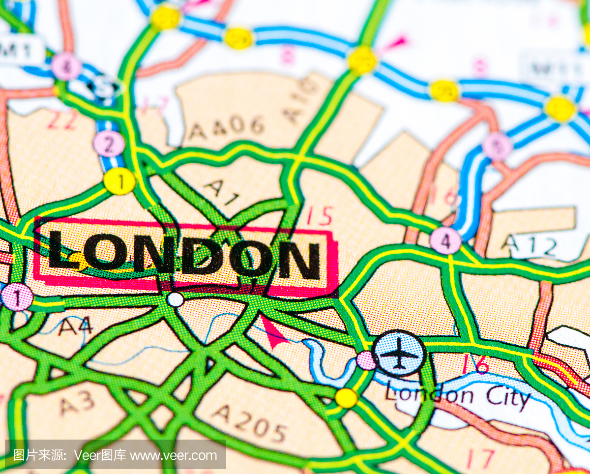 伦敦城市,英国地图上的特写,旅游目的地概念