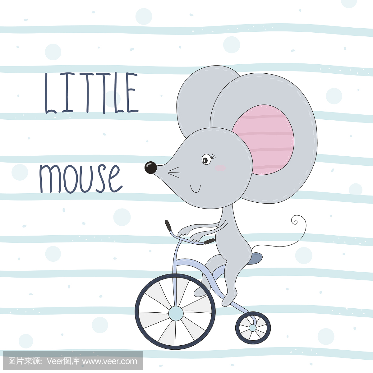 可爱的小老鼠骑自行车卡通