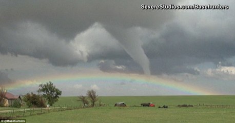 Moment rainbow appeared over tornado in Tex Moment rainbow appeared over tornado in Tex