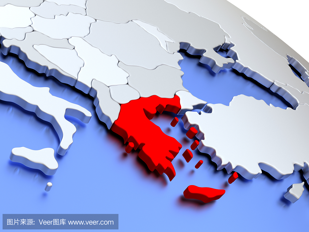 希腊在世界地图上
