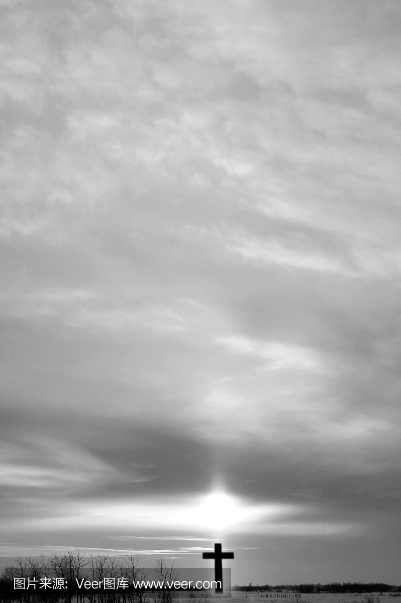 十字架在耶稣受难节在黑色和白色,复制空间