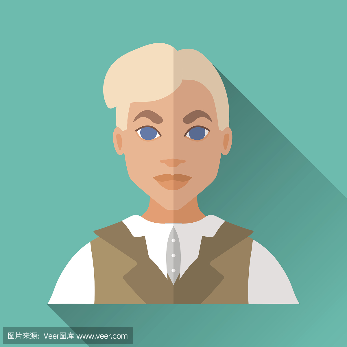 年轻金发贵族男子,方形平面图标